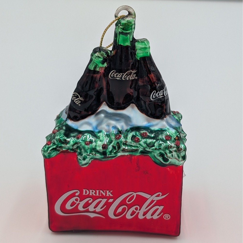 1997 Coca-Cola Coke Bottle Carton Blown Glass Ornament Cavanagh w/ Box